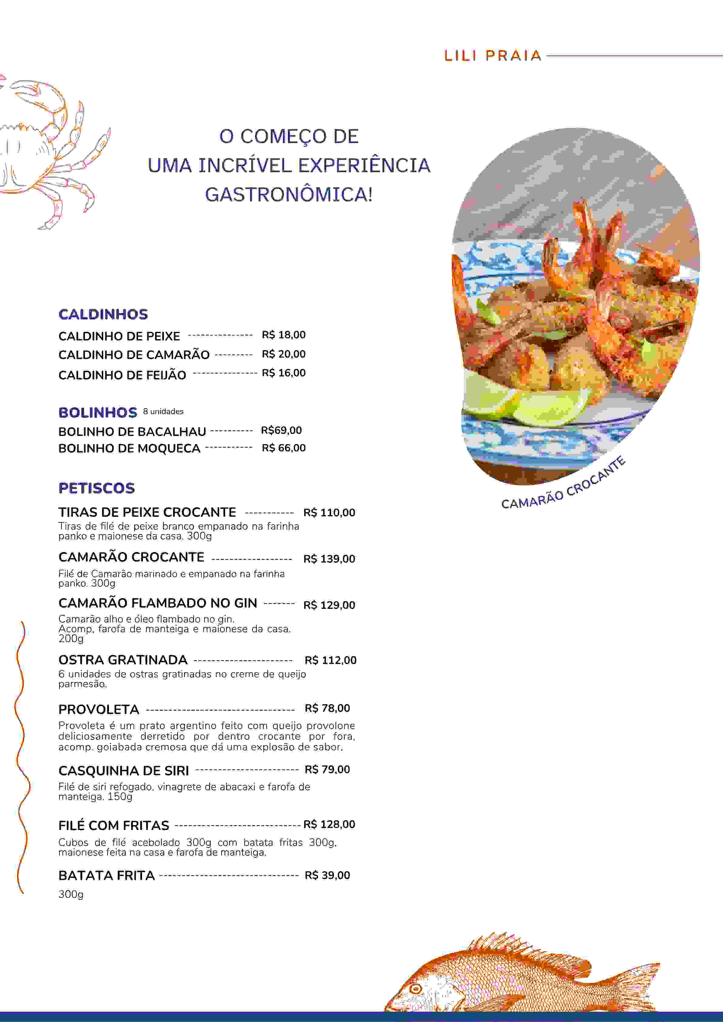 Cardápio Lili Praia